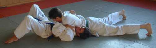 [Foto:
Judo-Haltegriff:
Kami Shio Gatame
]